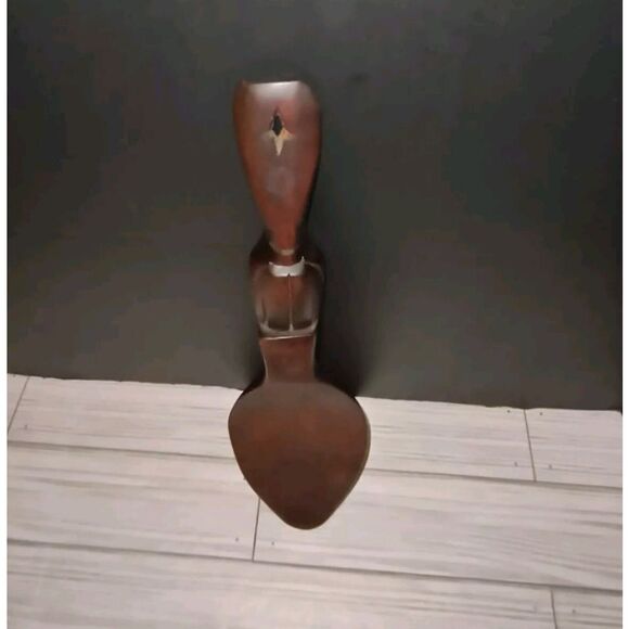 Handcarved Wood Vintage Spoon Wall Hanging Home Decor Tiki Man Face 12”in - Picture 2 of 8